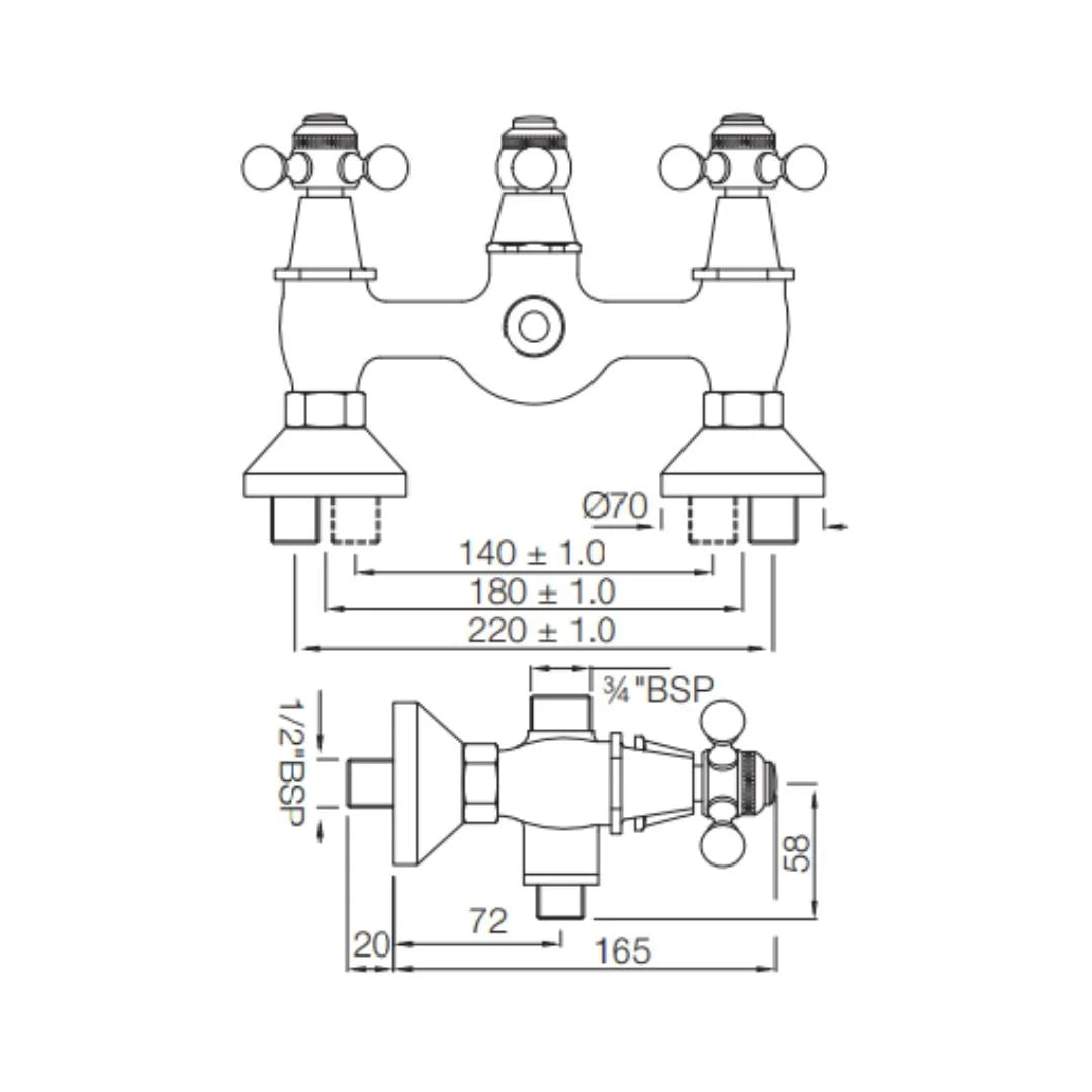 Jaquar 2 Way Wall Mixer Queen's QQT-ABR-7215 Normal Flow - Antique Bronze Finish