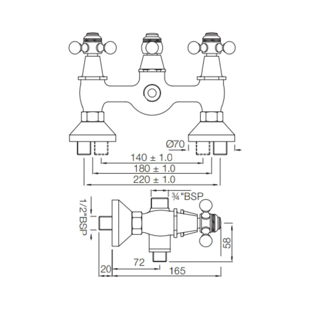 Jaquar 2 Way Wall Mixer Queen's QQT-ACR-7215 Normal Flow - Antique Copper Finish