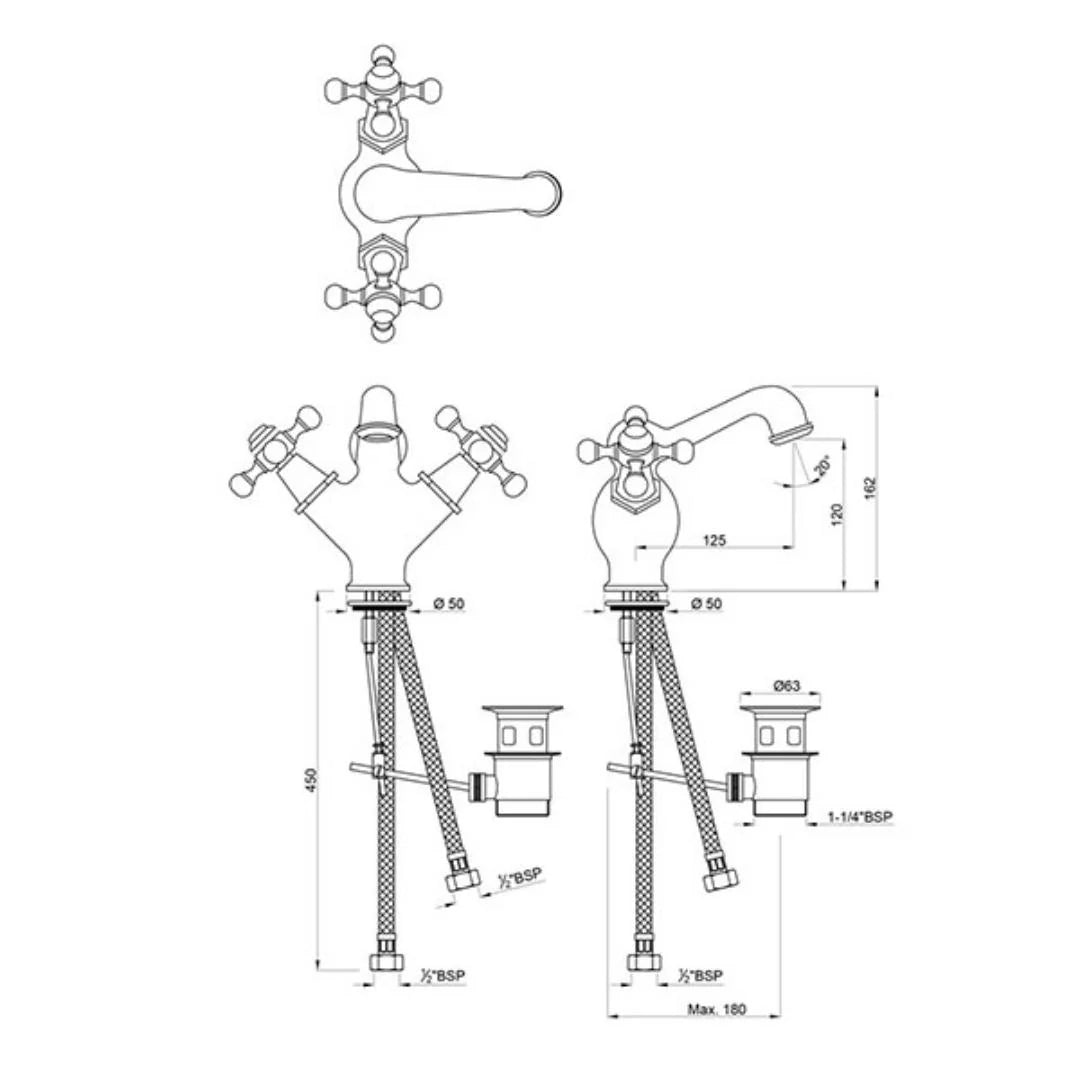 Jaquar Table Mounted Regular Basin Mixer Queens QQT-BLM-7169B - Black Matt