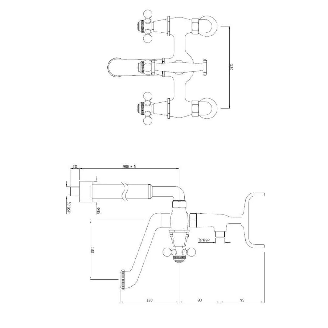 Jaquar 2 Way Bath Tub Filler Queen's QQT-CHR-7271HL Normal Flow - Chrome Finish