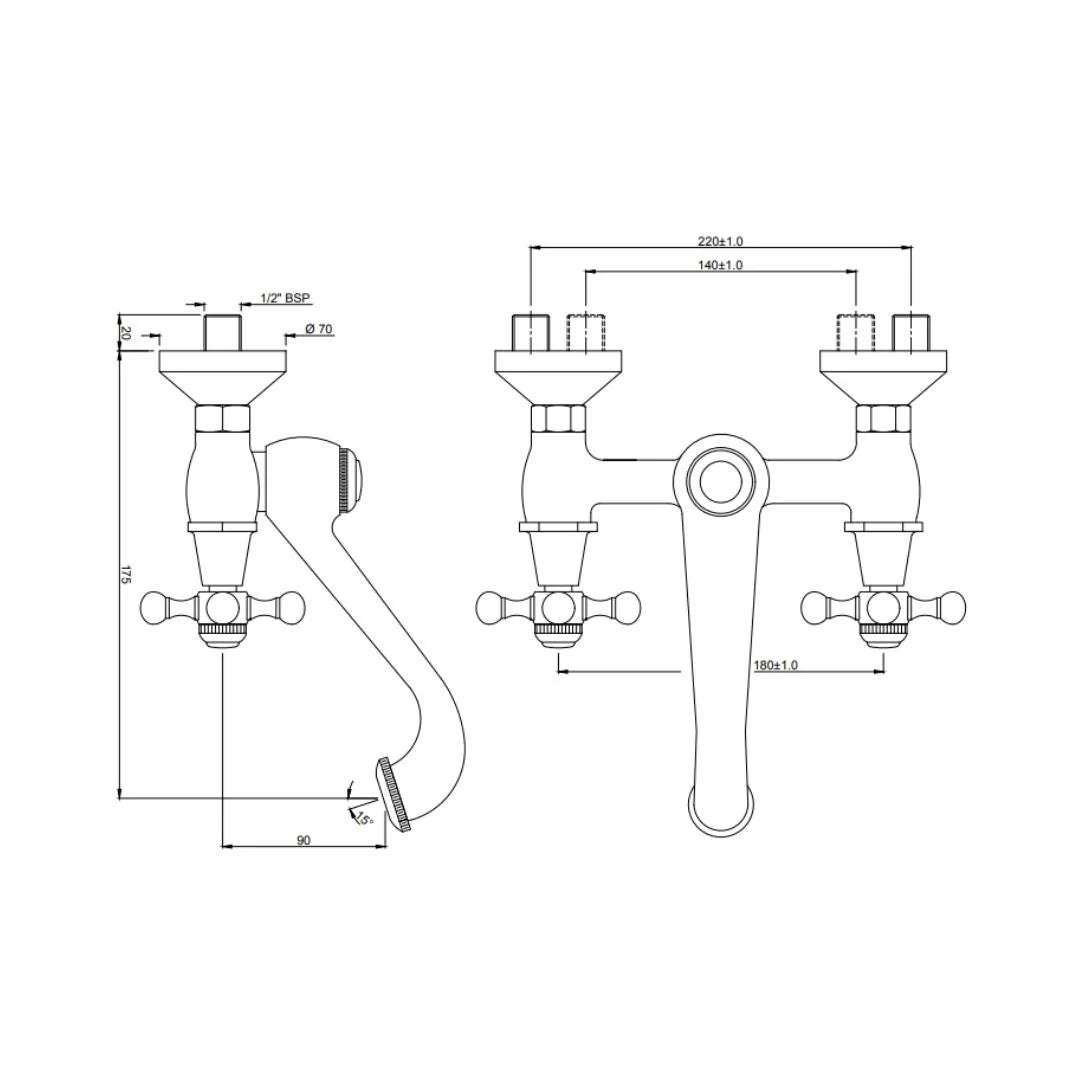 Jaquar Wall Mounted Regular Kitchen Sink Mixer Queen's QQT-7309 with Swinging Spout in Chrome Finish