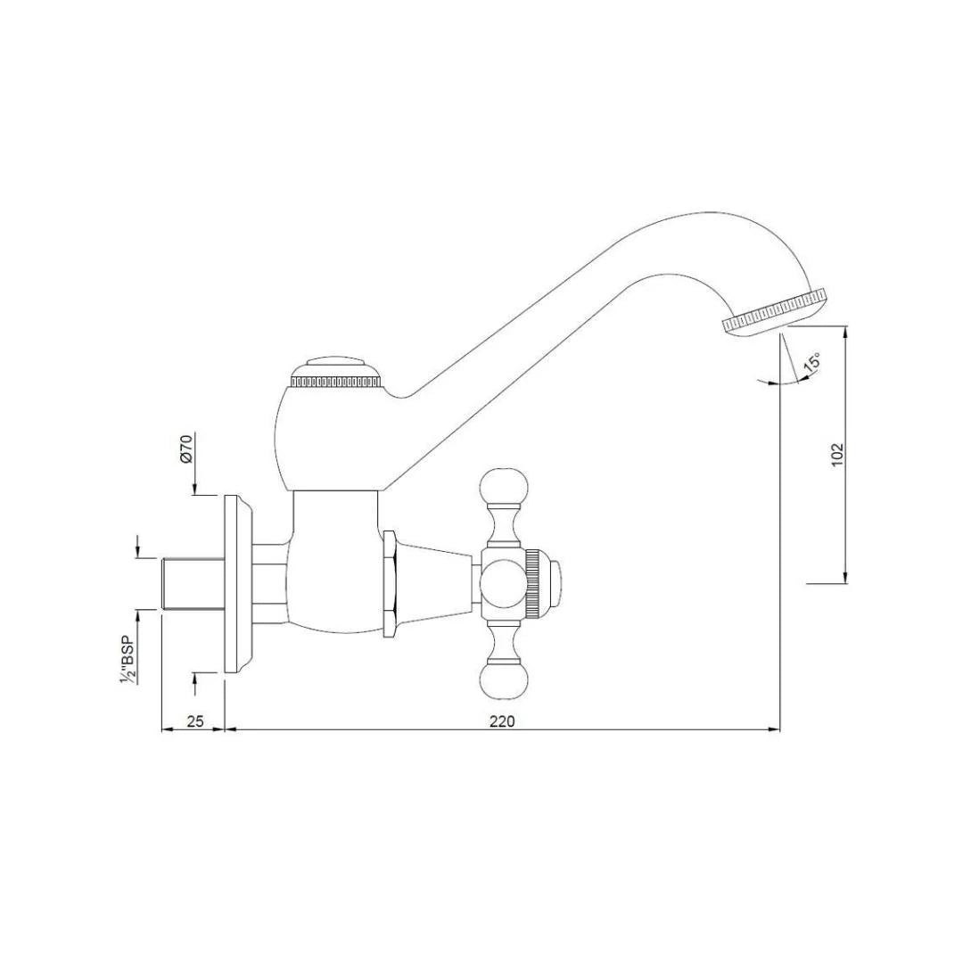 Jaquar Wall Mounted Regular Kitchen Sink Tap Queen's QQT-7347 with Swinging Spout in Chrome Finish