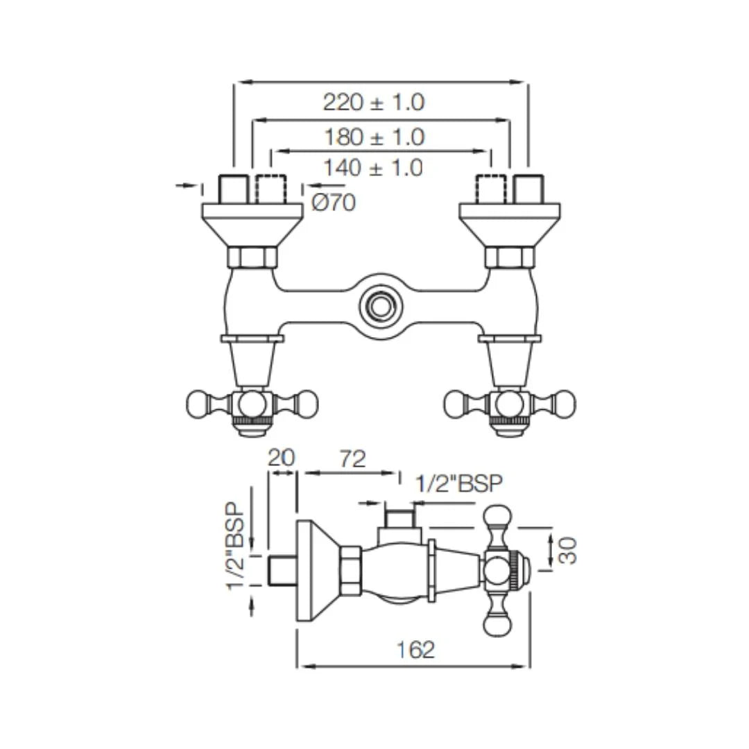 Jaquar 1 Way Wall Mixer Queen's QQT-GDS-7209 Normal Flow - Gold Dust Finish