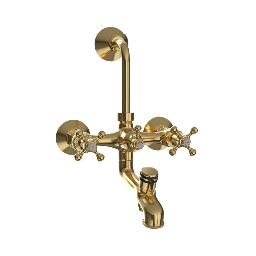 Jaquar 3 Way Wall Mixer Queen's QQT-GLD-7281 Normal Flow - Full Gold Finish