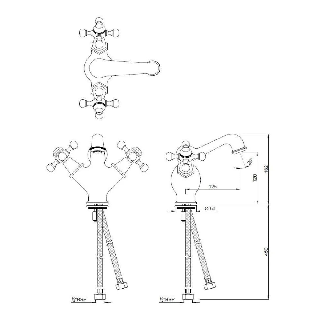 Jaquar Table Mounted Regular Basin Mixer Queens QQT-GRF-7167B - Graphite