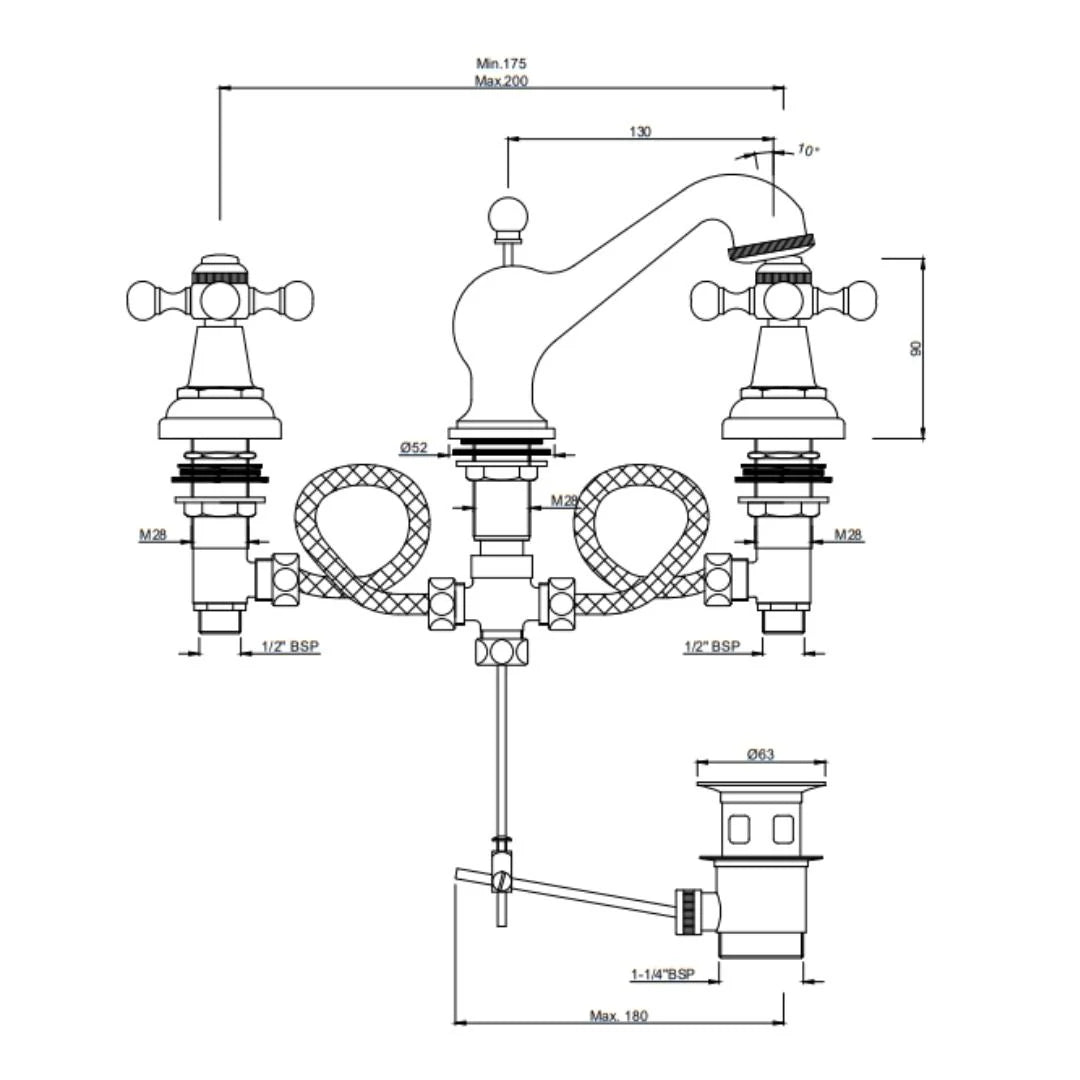 Jaquar Table Mounted Regular Basin Mixer Queens QQT-GRF-7191 - Graphite