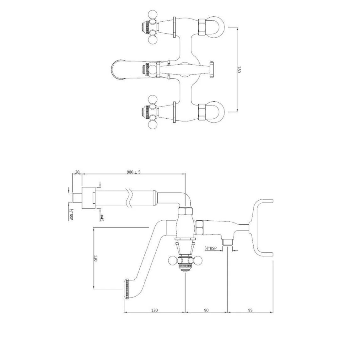 Jaquar 2 Way Bath Tub Filler Queen's QQT-GRF-7271HL Normal Flow - Graphite Finish