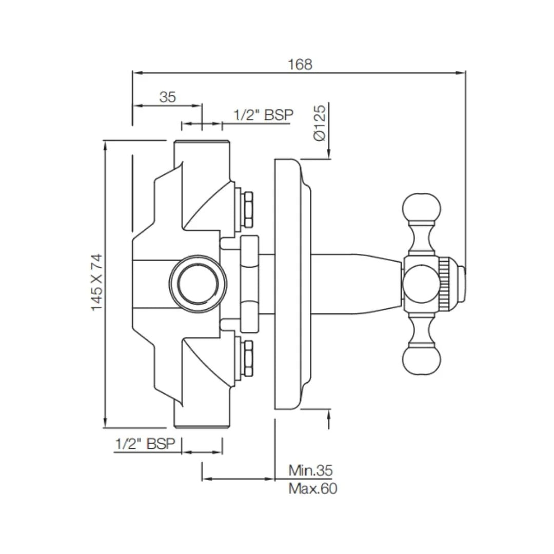 Jaquar 4 Way Diverter Queen's QQT-GRF-7421 Normal Flow - Graphite Finish