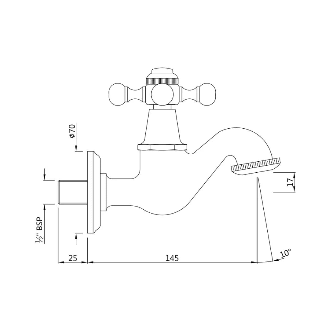 Jaquar WC Area Bib Tap Queens QQT-WHM-7037 - White Matt