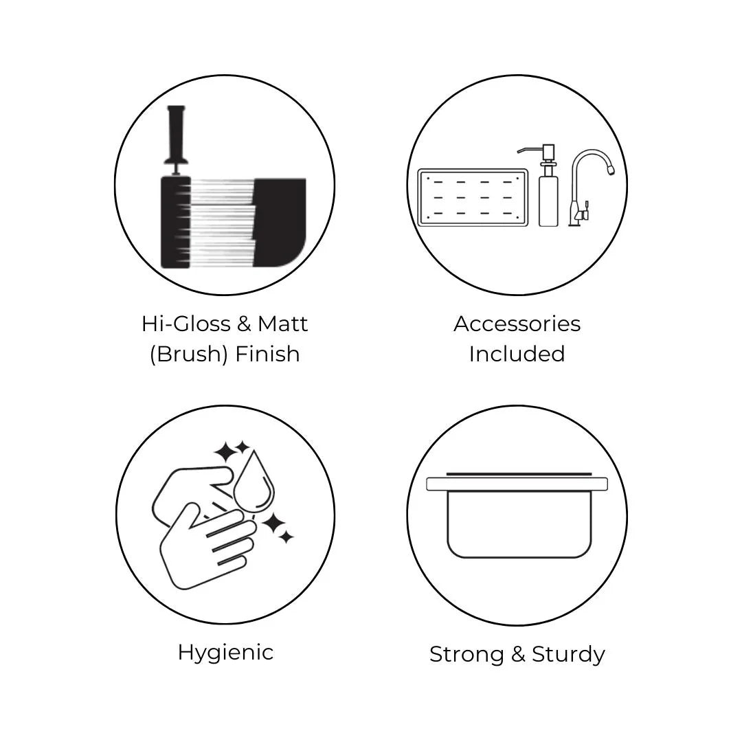 Hindware Stainless Steel Sink Designer Series RODRIGO ( 39 x 20 inches ) - Satin