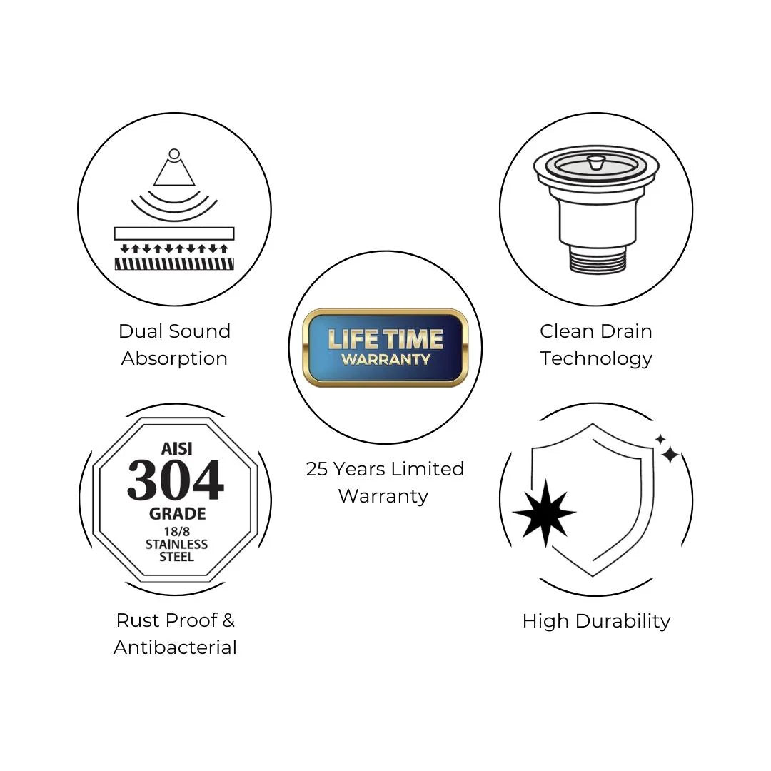 Hindware Stainless Steel Sink Designer Series RODRIGO ( 39 x 20 inches ) - Satin