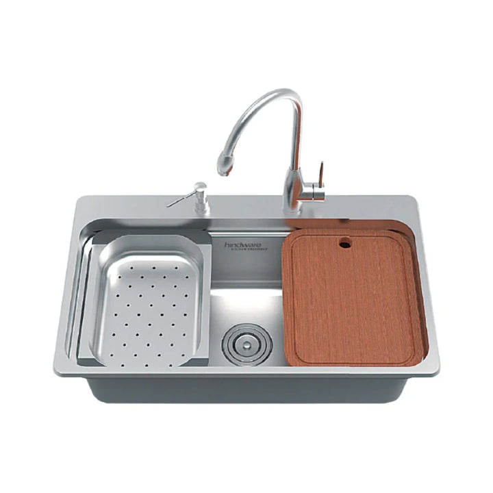 Hindware Stainless Steel Sink Designer Series SINGLE BOWL BENNETT PLUS ( 30 x 18 inches ) - Satin