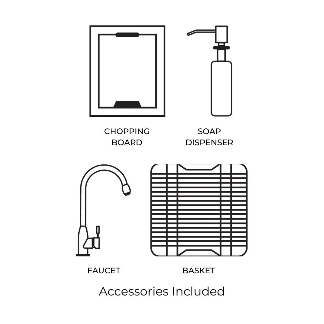 Hindware Stainless Steel Sink Designer Series SINGLE BOWL CAMERON PLUS ( 32 x 20 inches ) - Satin