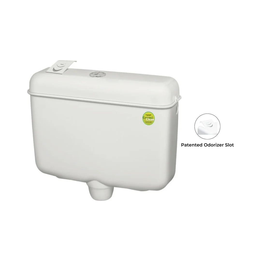 Hindware External Wall Mounted Cistern Without Frame SLEEK ESSENCE DUAL FLUSH - White