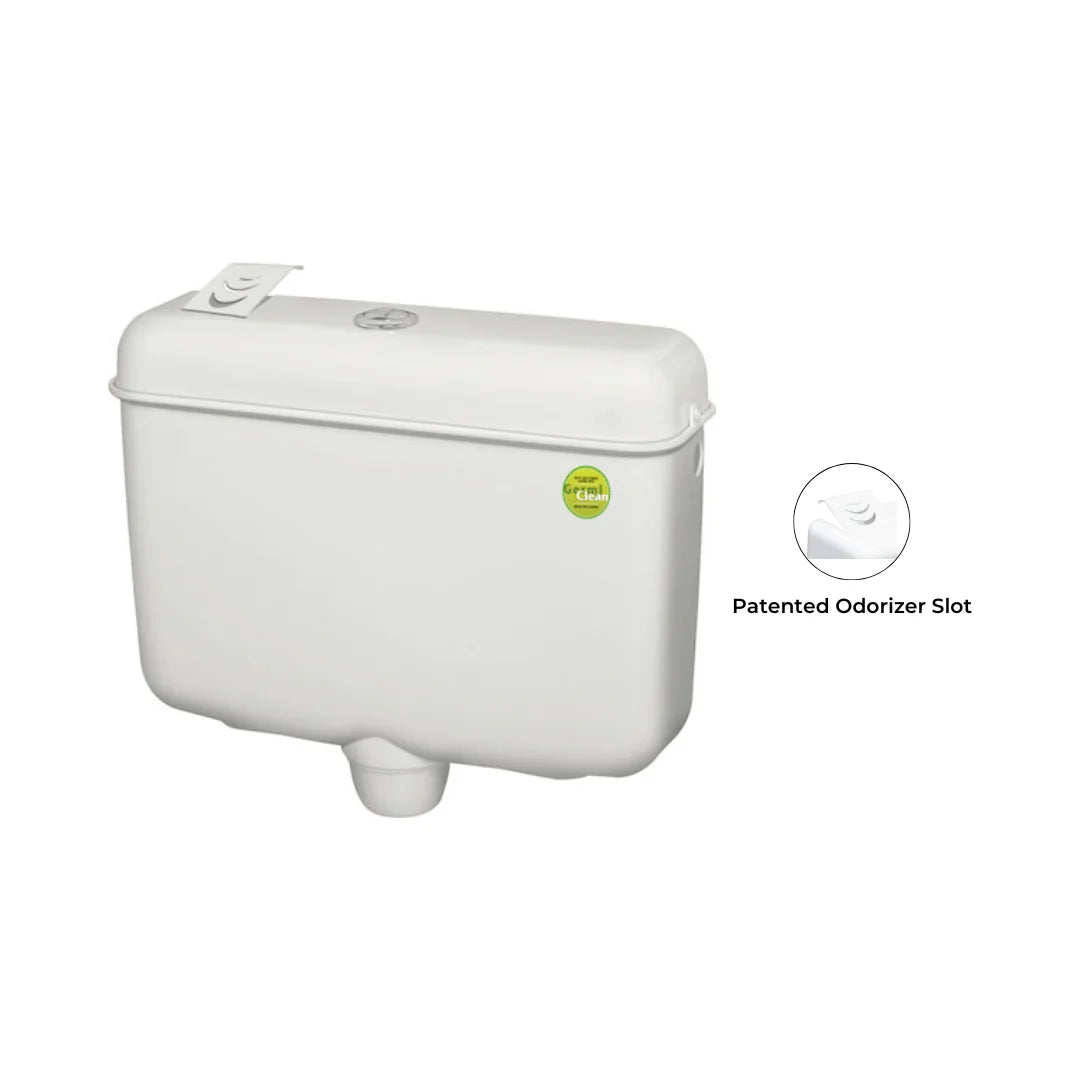 Hindware External Wall Mounted Cistern Without Frame SLEEK ESSENCE DUAL FLUSH ISI - White