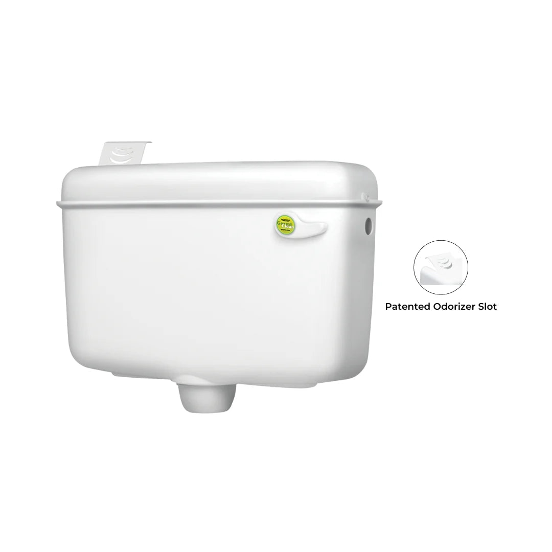 Hindware External Wall Mounted Cistern Without Frame SLEEK ESSENCE SINGLE FLUSH - White