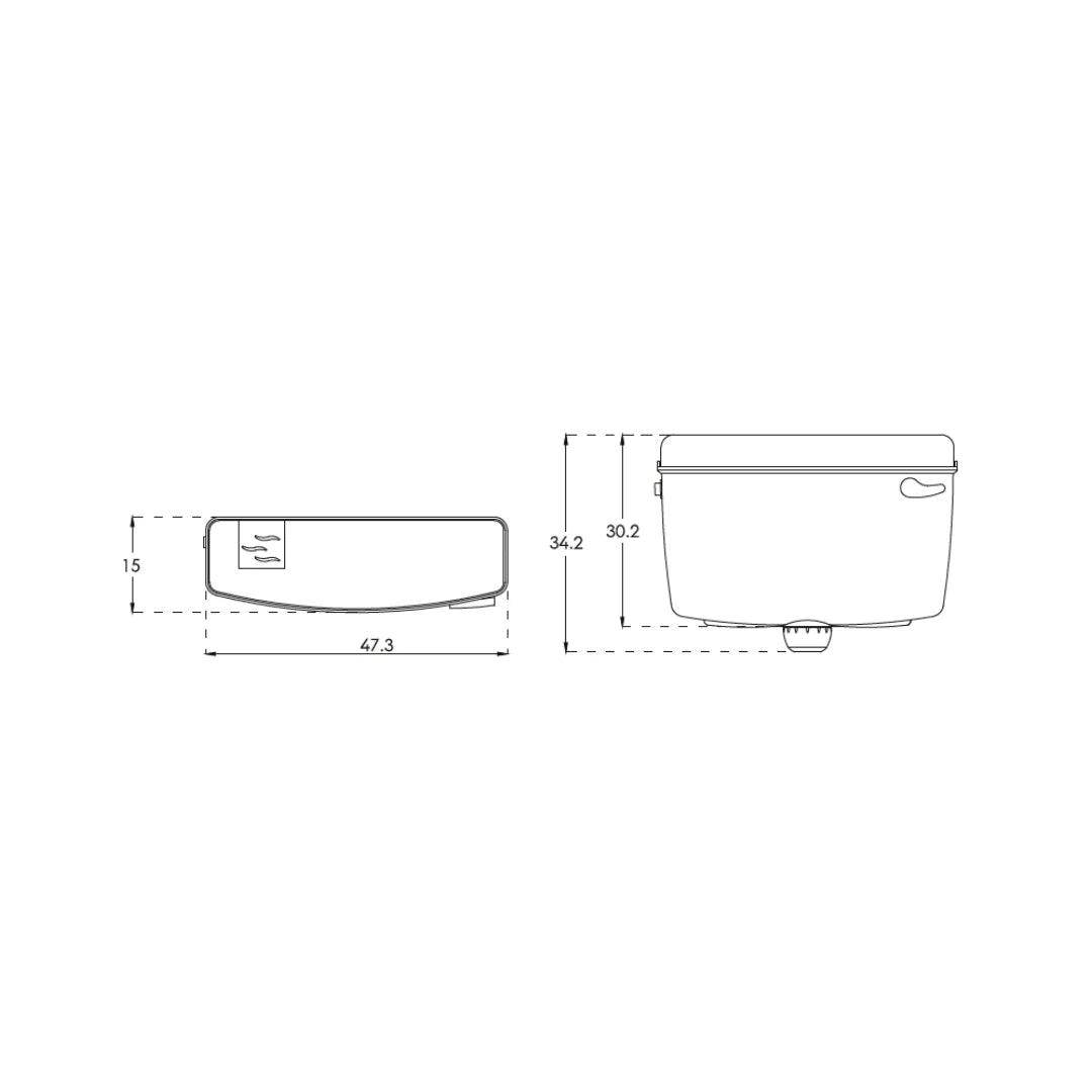 Hindware External Wall Mounted Cistern Without Frame SLEEK ESSENCE SINGLE FLUSH - White