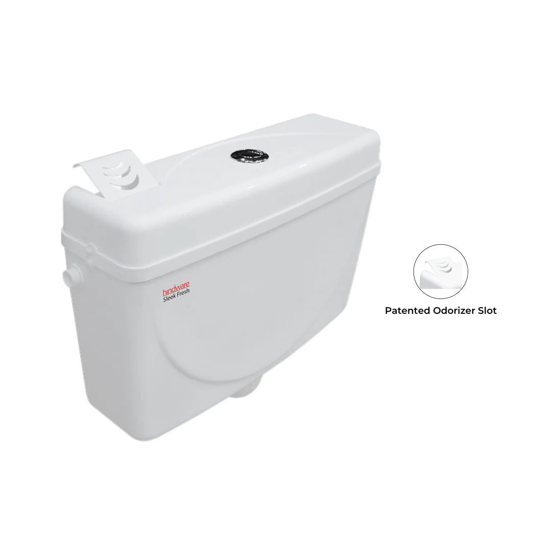 Hindware External Wall Mounted Cistern Without Frame SLEEK FRESH DUAL FLUSH - White
