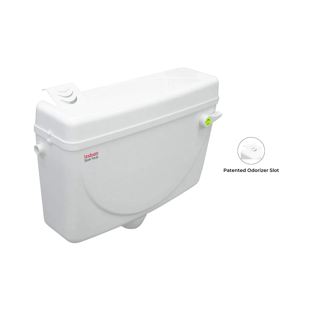 Hindware External Wall Mounted Cistern Without Frame SLEEK FRESH SINGLE FLUSH - White