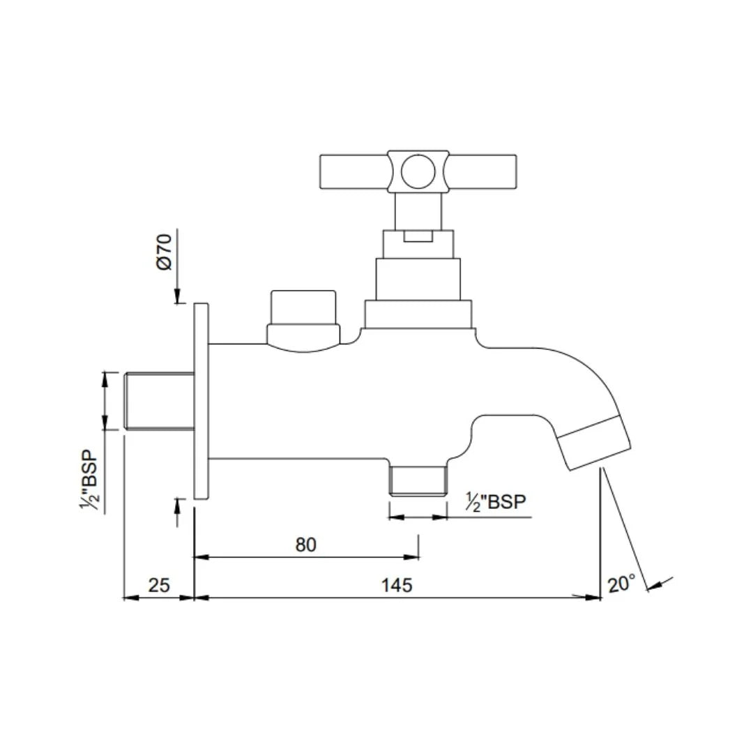 Jaquar WC Area 2 Way Bib Tap Solo SOL-CHR-6041 - Chrome