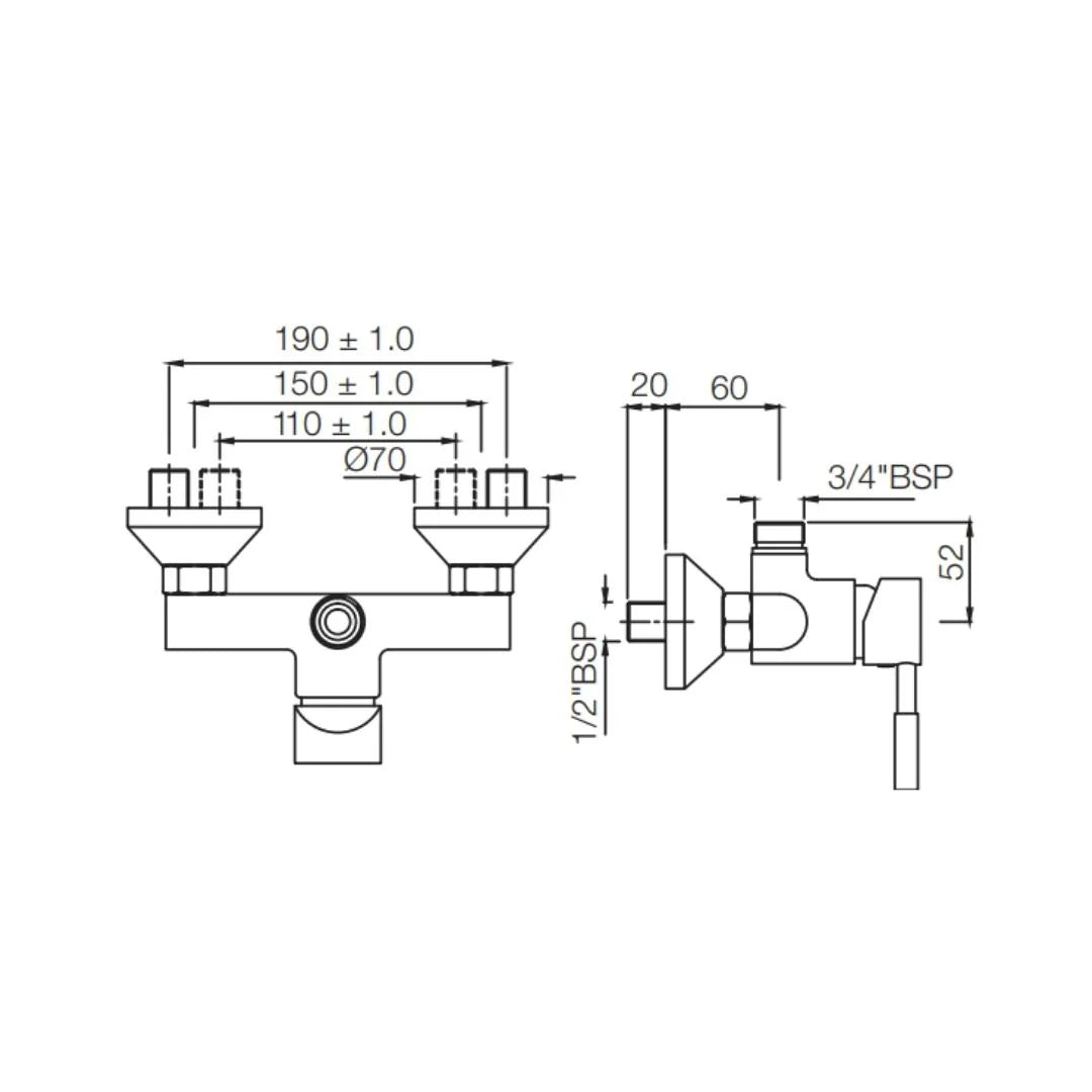 Jaquar 1 Way Wall Mixer Solo SOL-CHR-6147 Normal Flow - Chrome Finish
