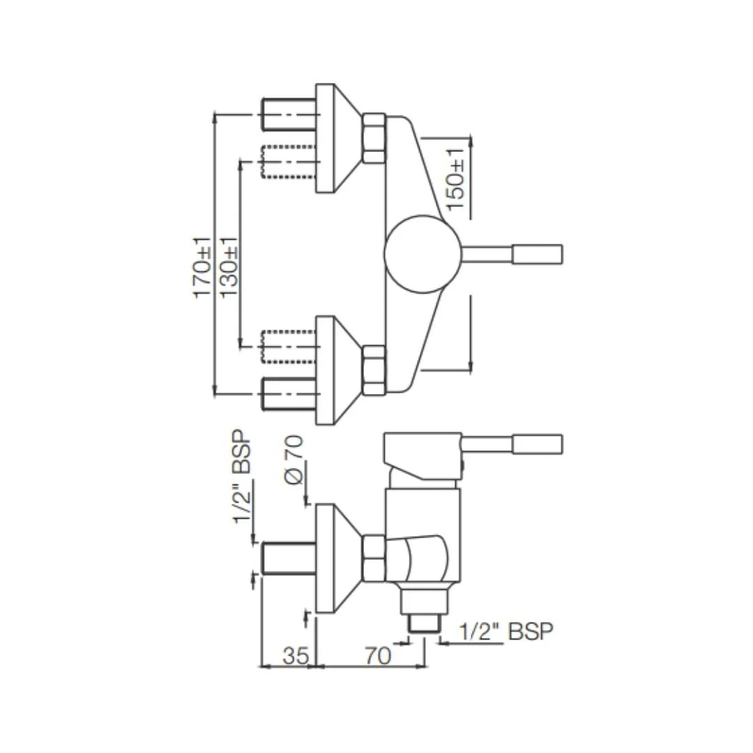 Jaquar 1 Way Wall Mixer Solo SOL-CHR-6149 Normal Flow - Chrome Finish