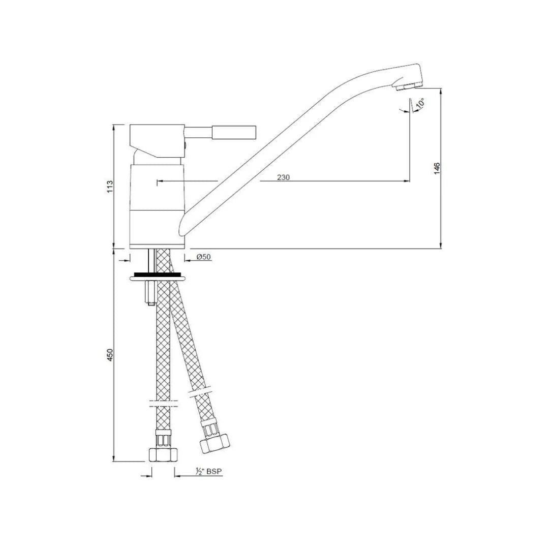 Jaquar Table Mounted Regular Kitchen Sink Mixer Solo SOL-6173B with Swinging Spout in Chrome Finish