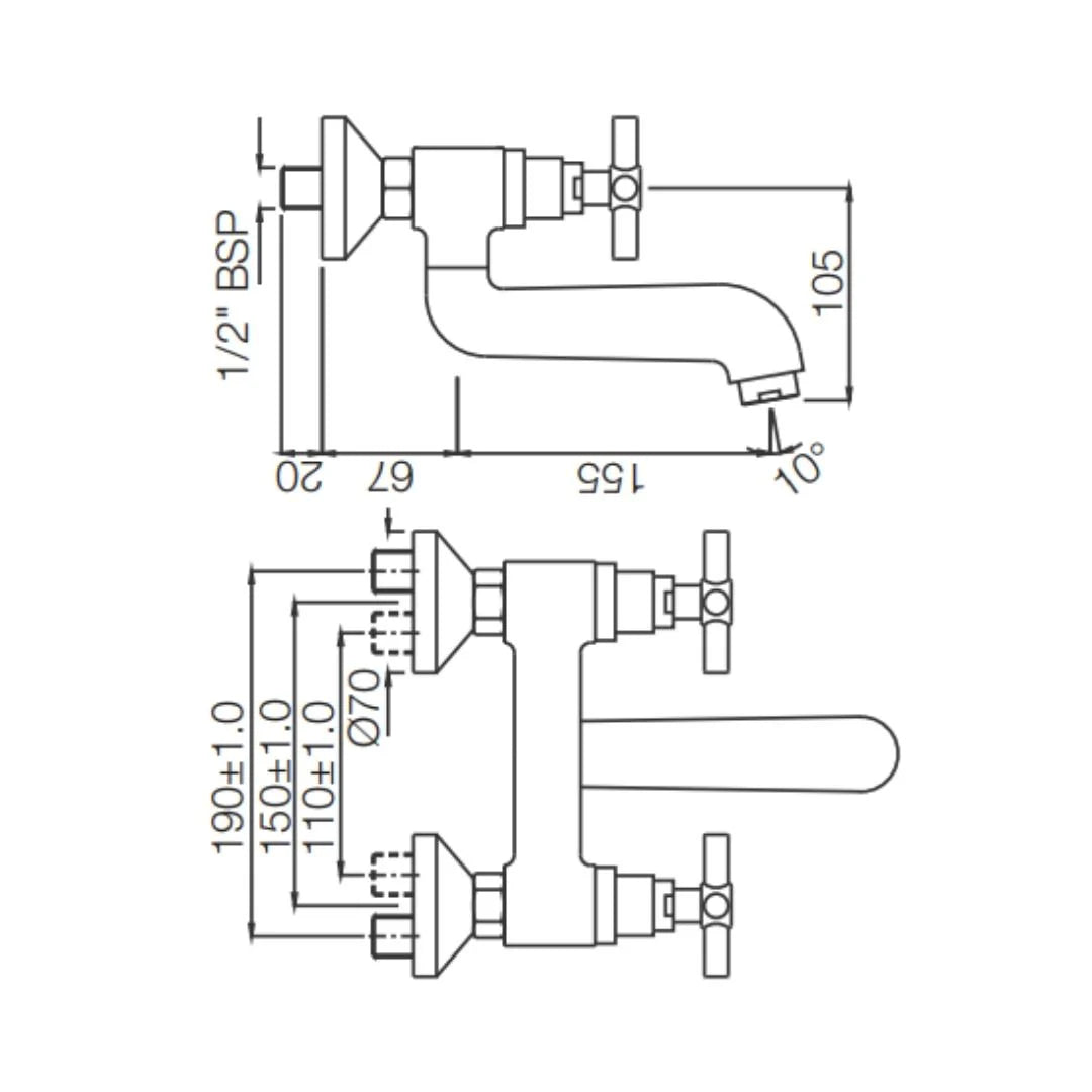 Jaquar 1 Way Wall Mixer Solo SOL-CHR-6219 Normal Flow - Chrome Finish