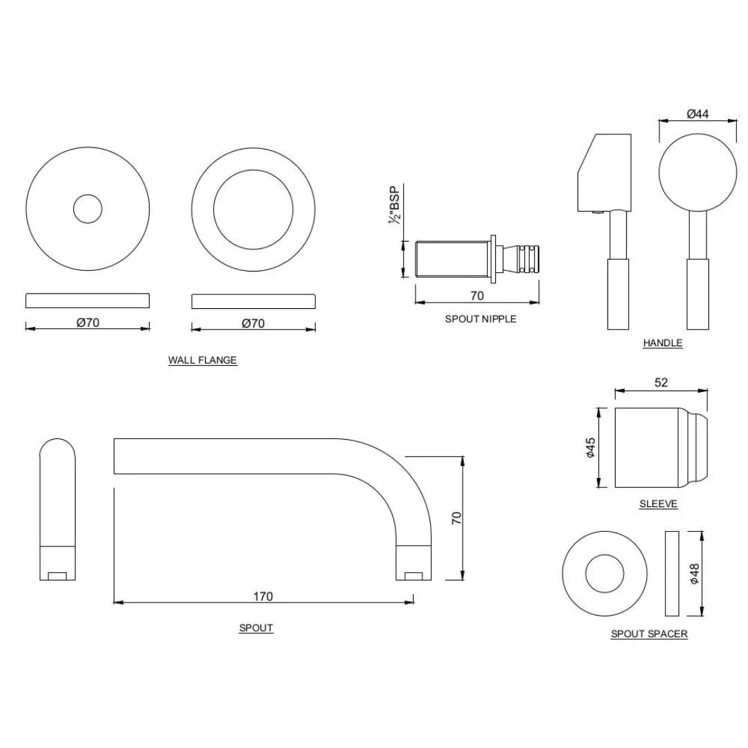 Jaquar Wall Mounted Basin Mixer Solo SOL-CHR-6231NK - Chrome
