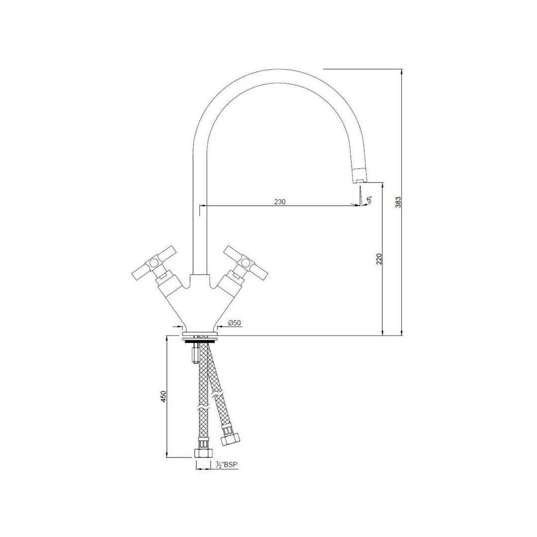 Jaquar Table Mounted Regular Kitchen Sink Mixer Solo SOL-6319B with Swinging Spout in Chrome Finish