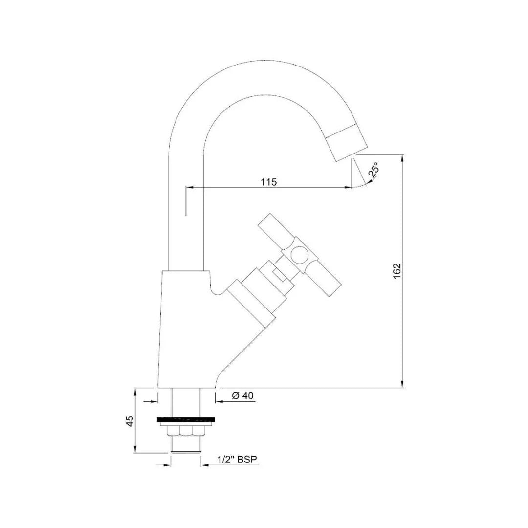 Jaquar Table Mounted Regular Kitchen Sink Tap Solo SOL-6359 with Swinging Spout in Chrome Finish