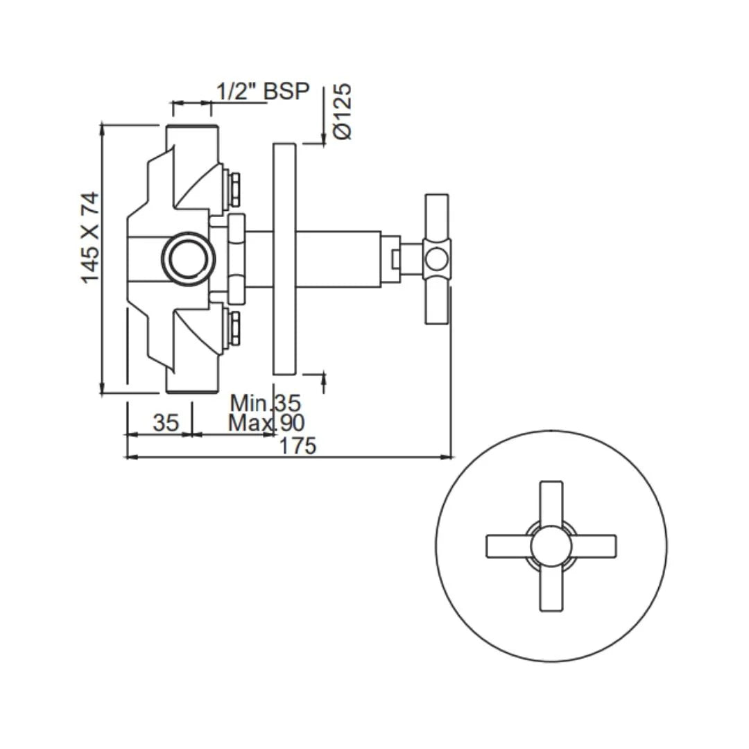 Jaquar 4 Way Diverter Solo SOL-CHR-6421 Normal Flow - Chrome Finish