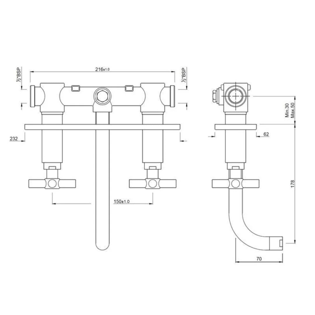 Jaquar Wall Mounted Basin Mixer Solo SOL-CHR-6433 - Chrome