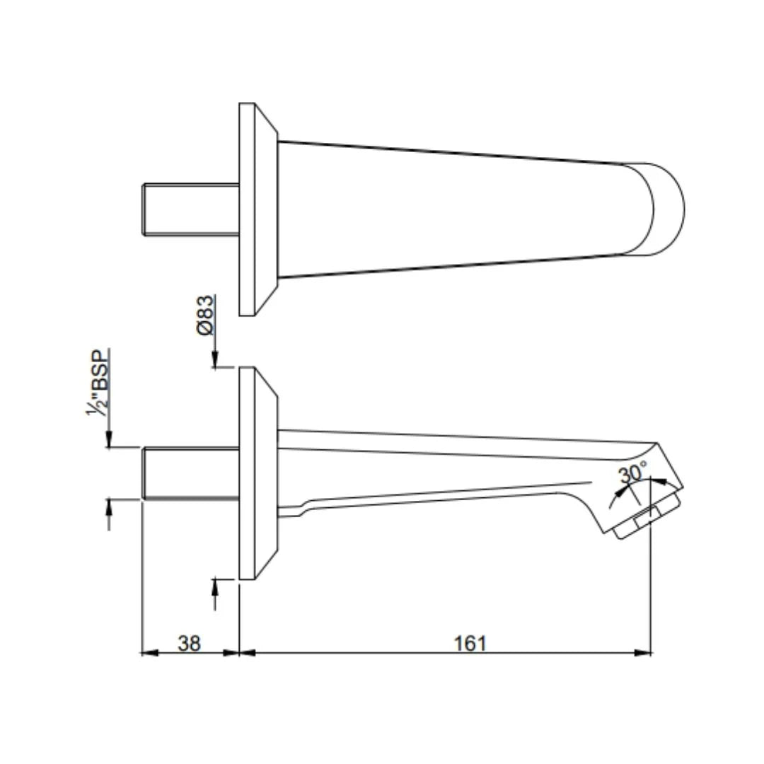 Jaquar Wall Mounted Spout Continental SPJ-CHR-429 - Chrome