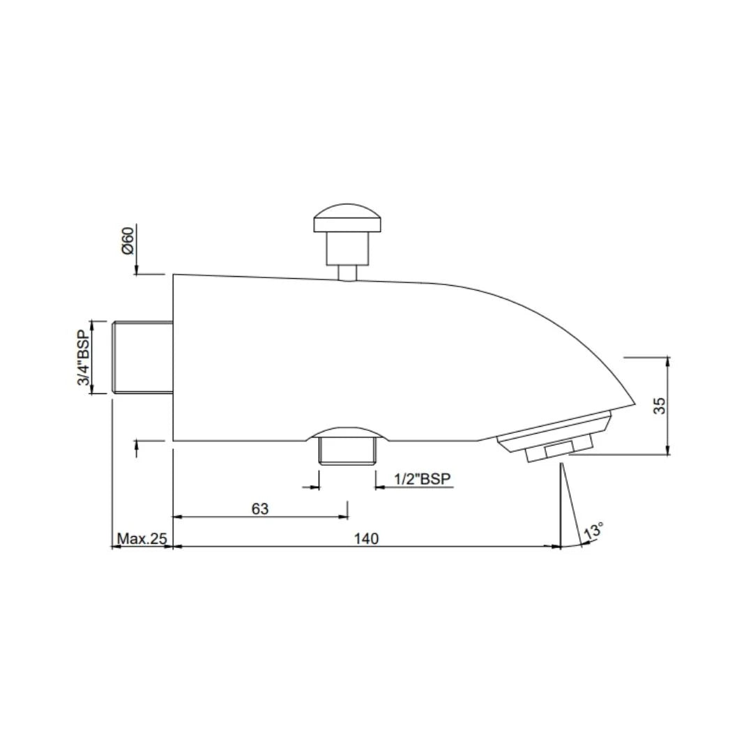 Jaquar Wall Mounted Spout Allied SPJ-CHR-467 - Chrome