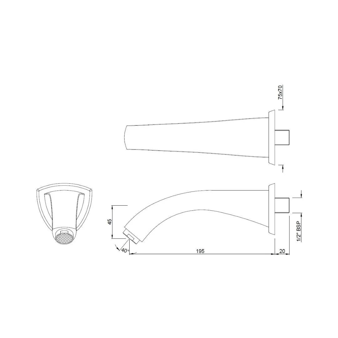 Jaquar Wall Mounted Spout Arc SPJ-GLD-87429 - Full Gold