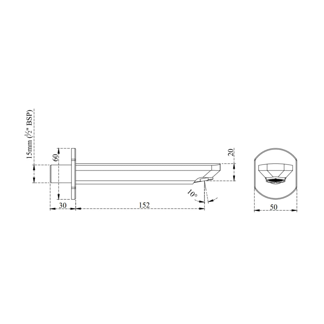 Cera Wall Mounted Spout Gayle F1014661 - Chrome