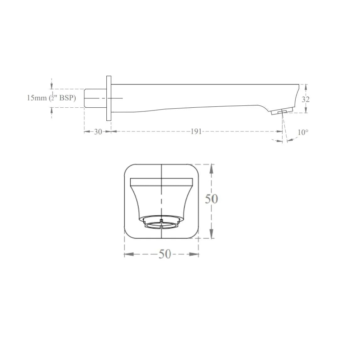 Cera Wall Mounted Spout Ruby F1005661GG - Graphite Grey