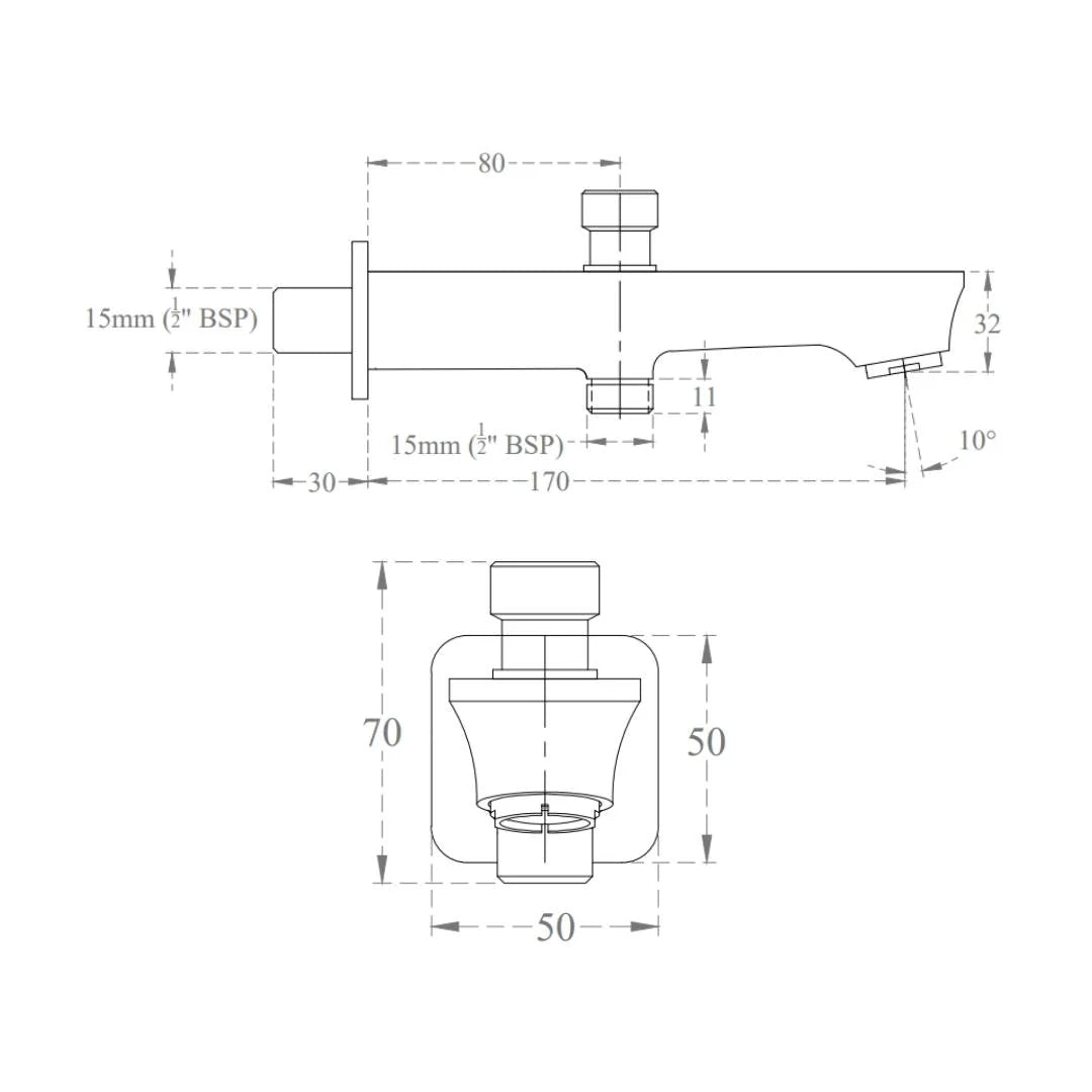 Cera Wall Mounted Spout Ruby F1005662GG - Graphite Grey