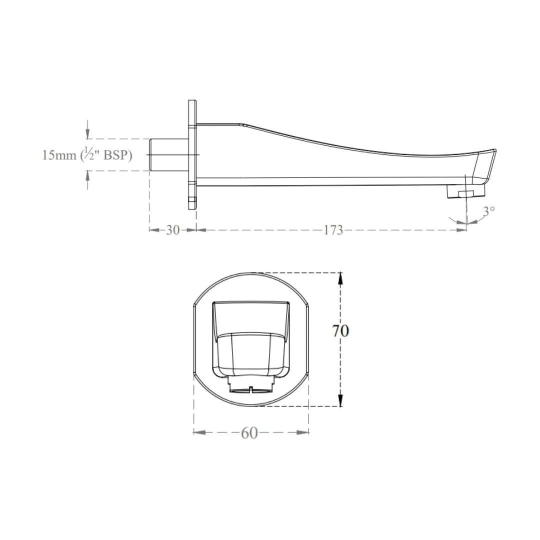 Cera Wall Mounted Spout Perla F1012661AC - Antique Copper