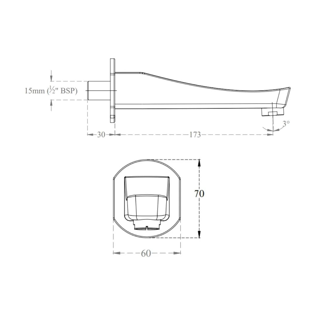 Cera Wall Mounted Spout Perla F1012661GG - Graphite Grey