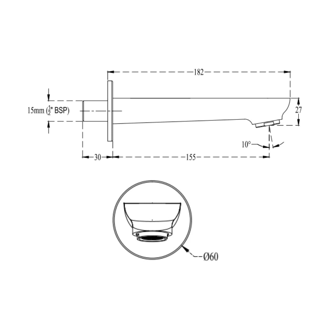 Cera Wall Mounted Spout Brooklyn F1018661FG - French Gold