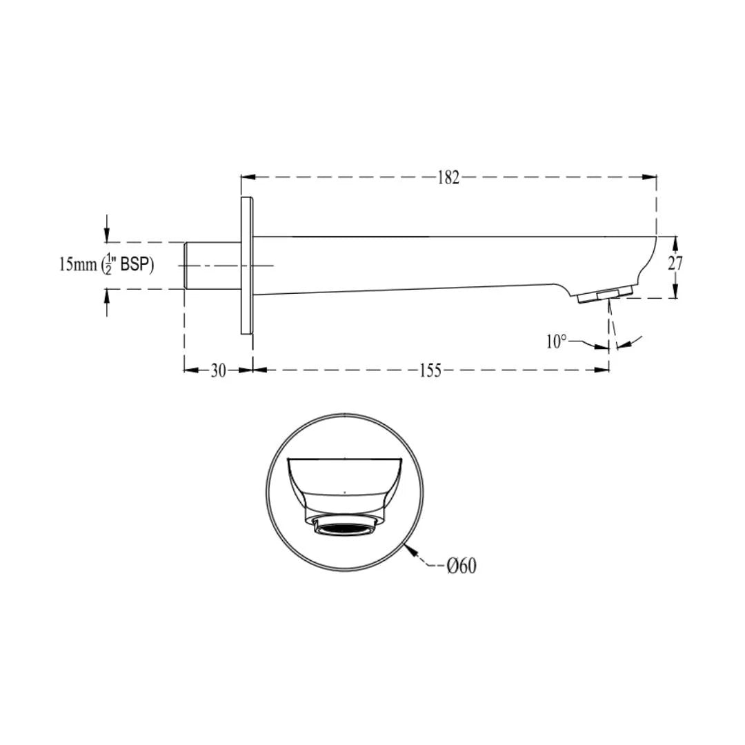 Cera Wall Mounted Spout Brooklyn F1018661RG - Rose Gold