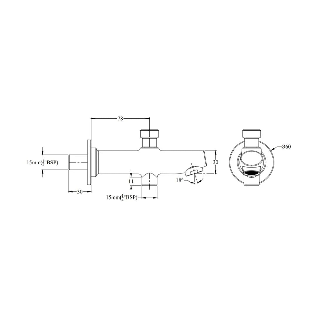 Cera Wall Mounted Spout Aquamatic F2001662 - Chrome