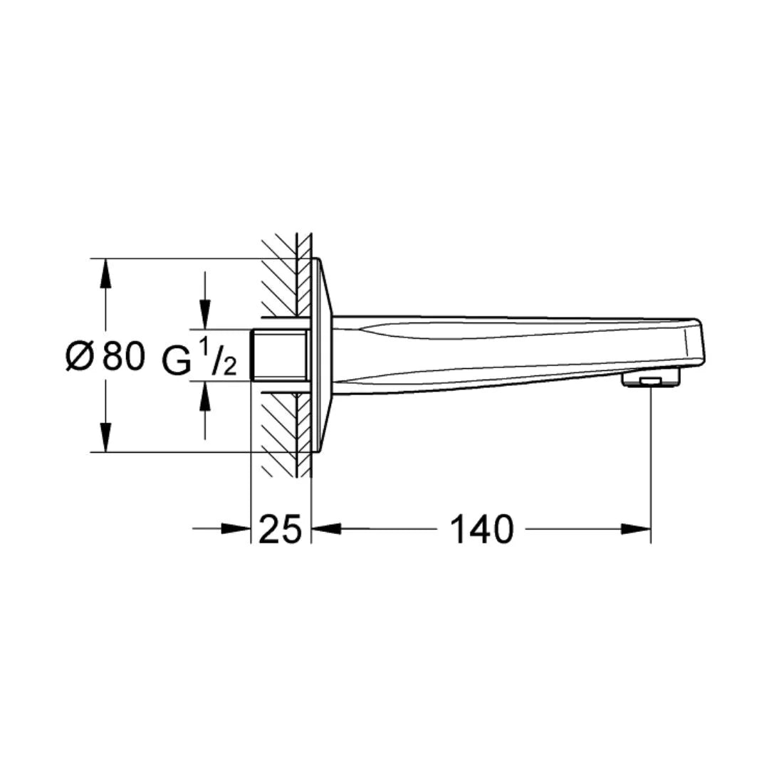 Grohe Wall Mounted Spout Baucurve 13252000 - Chrome