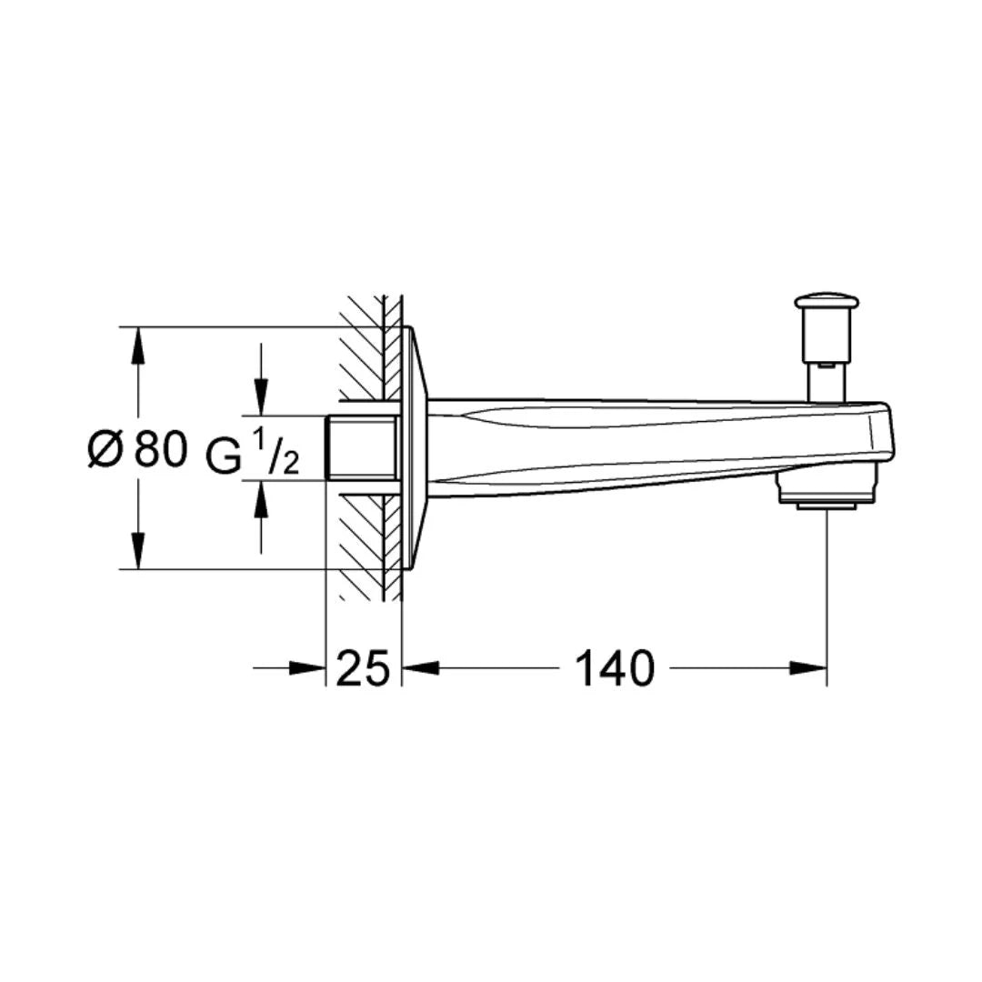 Grohe Wall Mounted Spout Bauflow 13254000 - Chrome