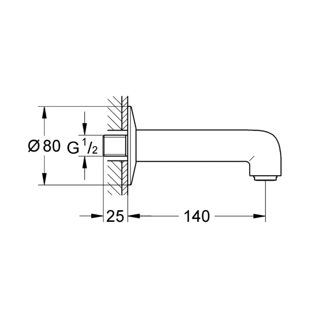 Grohe Wall Mounted Spout Bau Classic 13258000 - Chrome