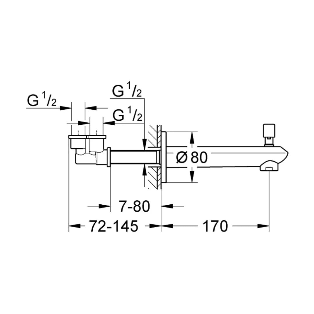 Grohe Wall Mounted Spout Eurodisc 13279002 - Chrome