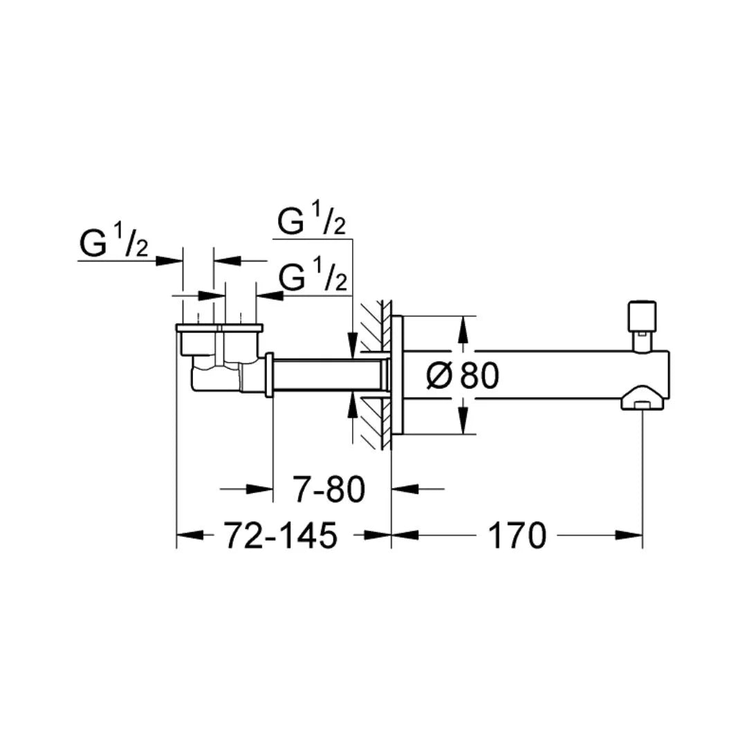 Grohe Wall Mounted Spout Concetto 13281001 - Chrome