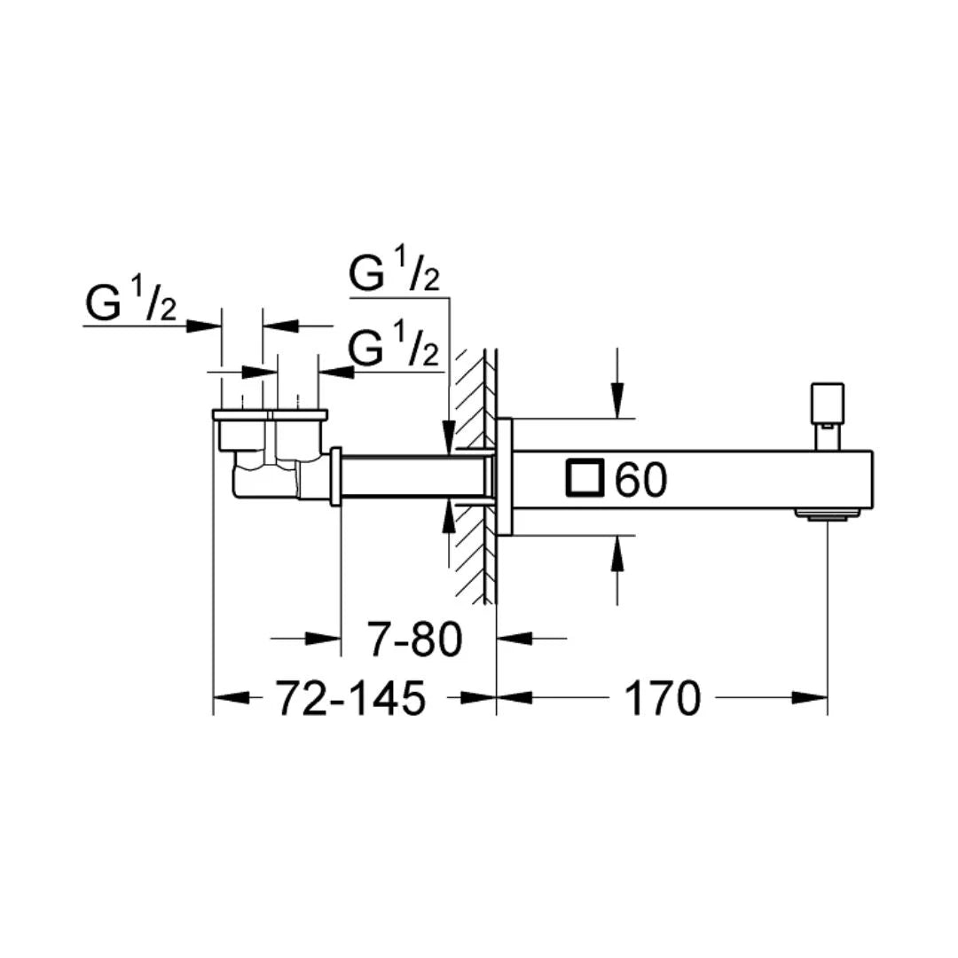 Grohe Wall Mounted Spout Eurocube 13304000 - Chrome